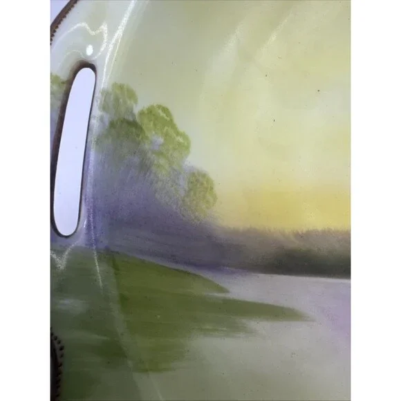 Vintage NORITAKE Morimura Japan Hand Painted Double Pierced 2 Handle Bowl - Picture 8 of 11